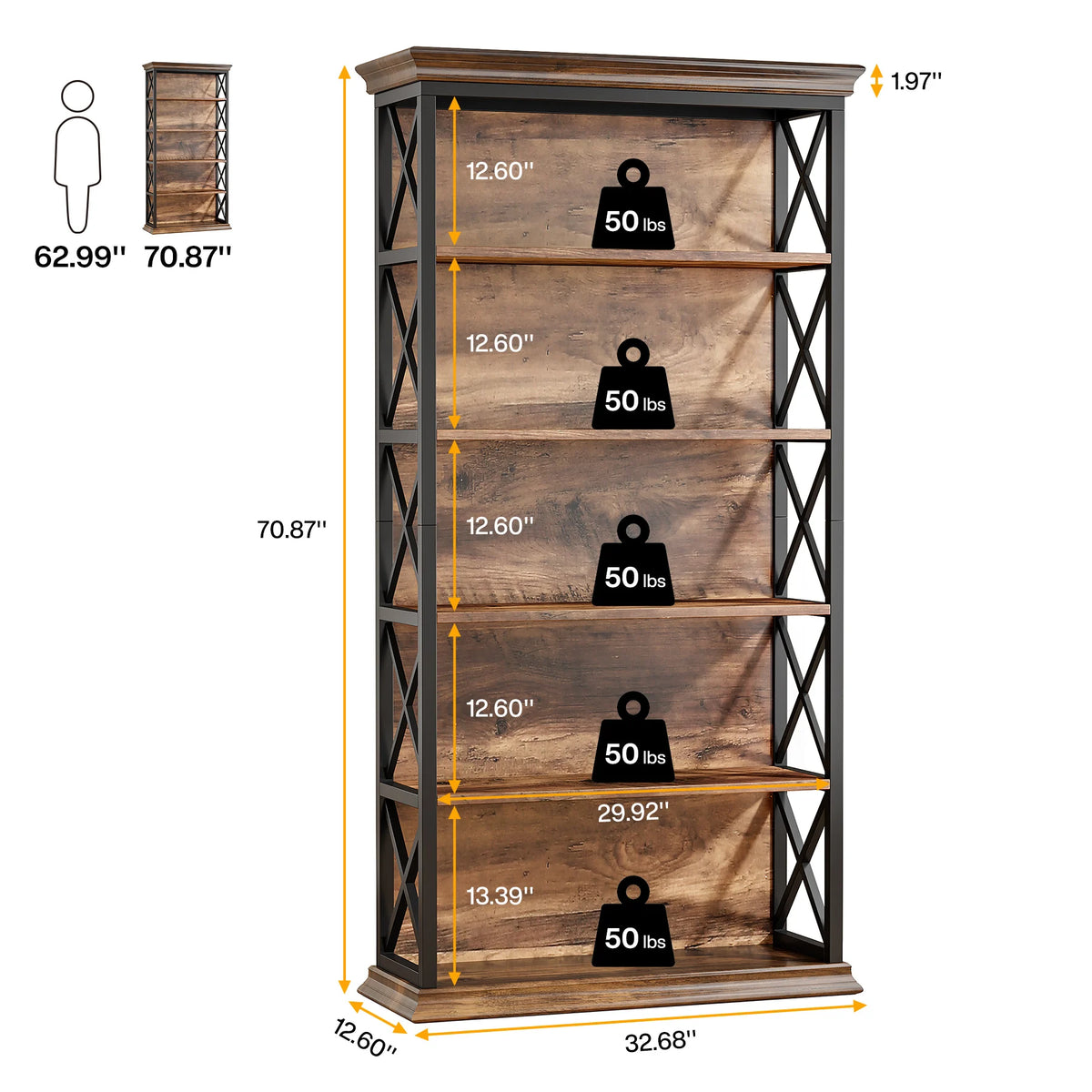 Tribesigns Modern Wooden Bookshelf For Home Office Display Storage