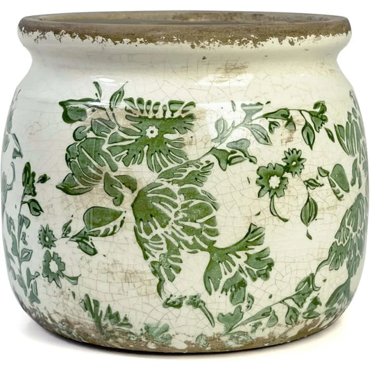 NBVCX Vintage Ceramic Drainage Planter For Indoor Outdoor Gardens
