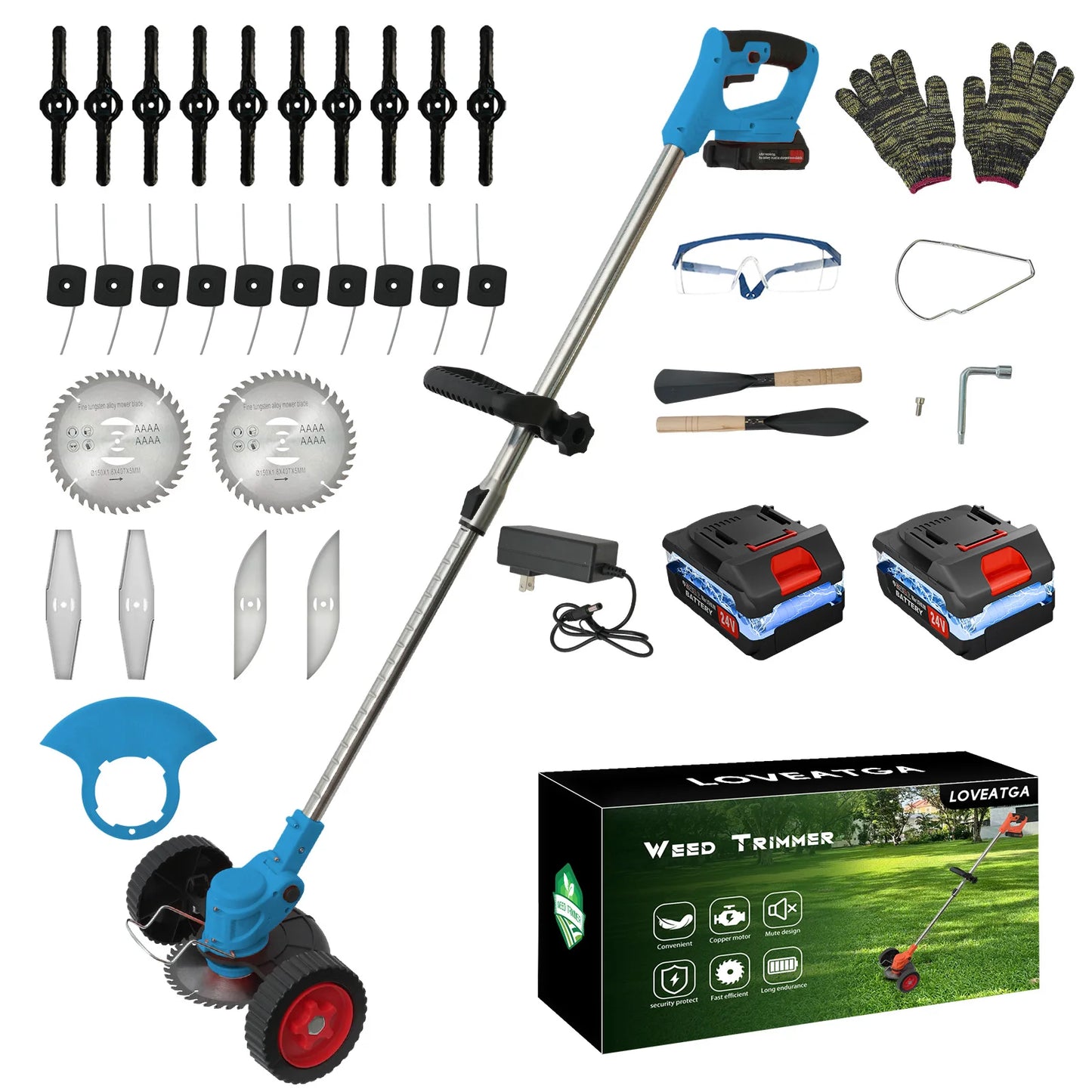 21V Cordless Lawn Mower 3 In 1 Trimmer Foldable Handle