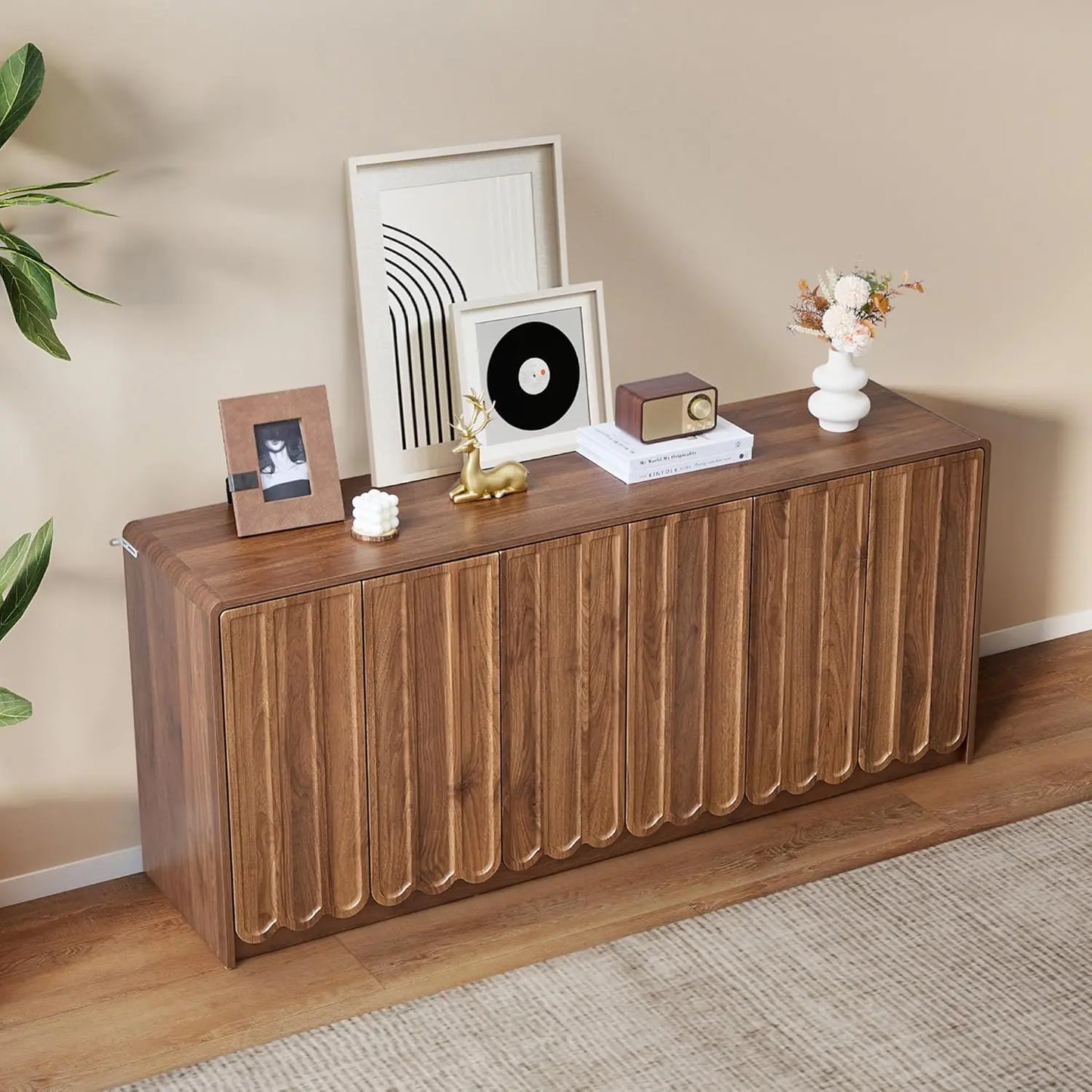Sideboard Buffet Cabinet With Storage Modern Wooden Credenza Tv Stand