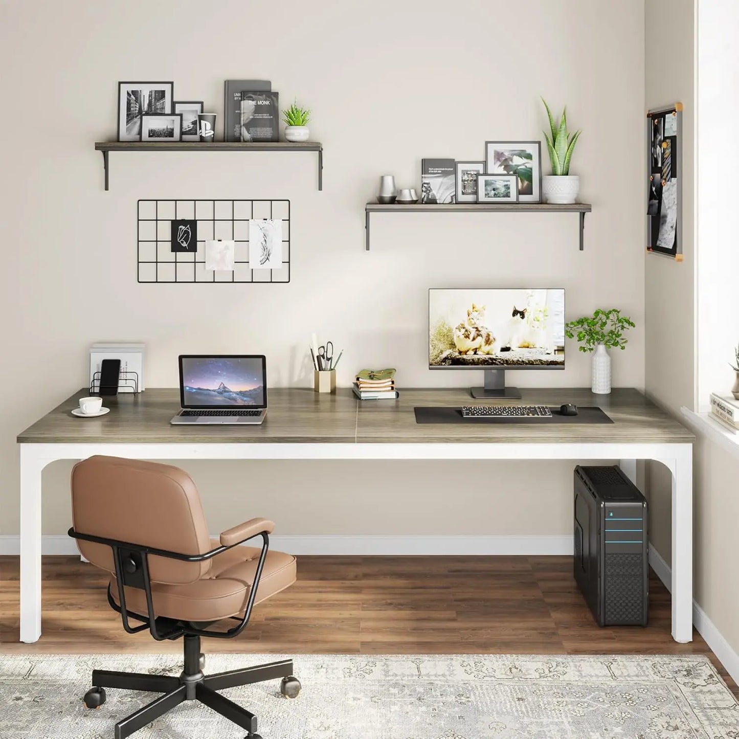 Little Tree Dual Person Computer Desk For Home Office Workspace