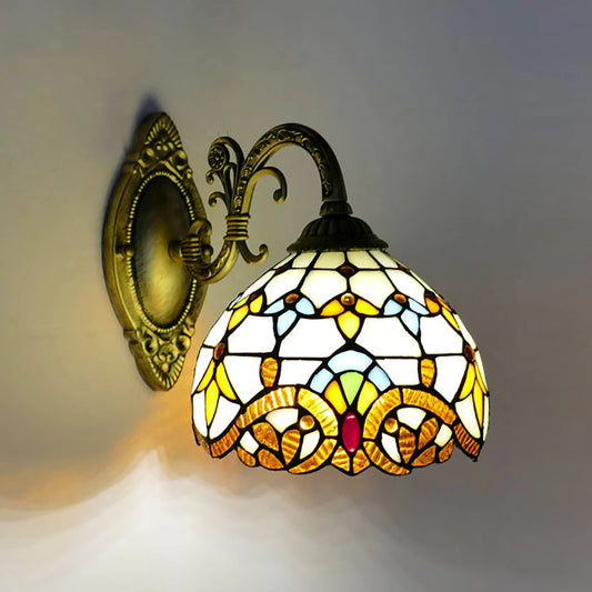 Tiffany Style Vintage Dome Wall Lamp For Living Room