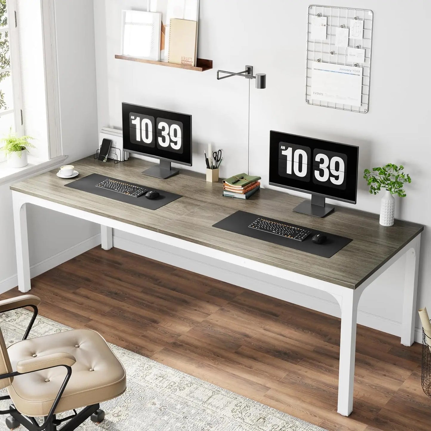 Little Tree Dual Person Computer Desk For Home Office Workspace