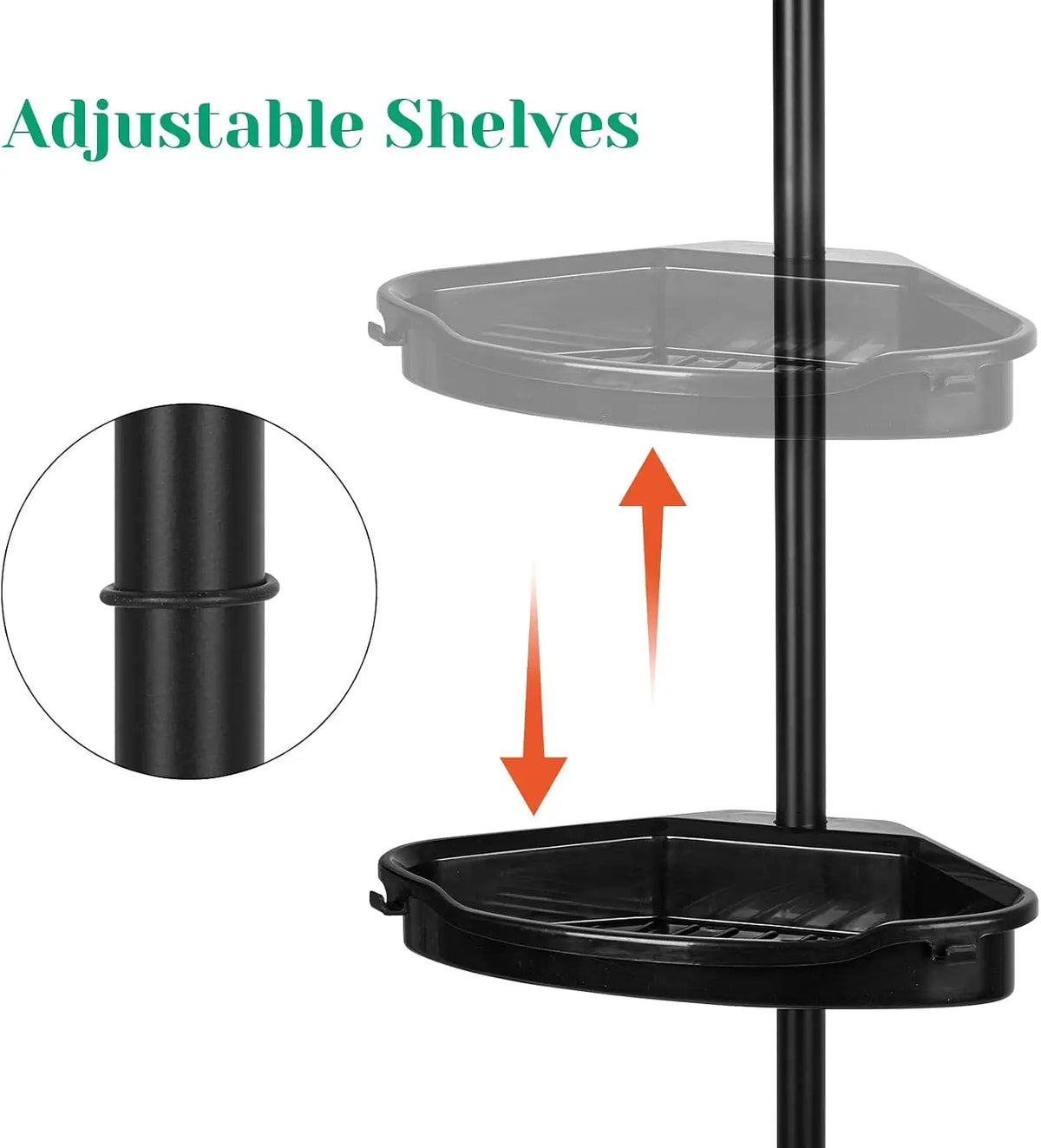Four Tier Corner Shower Caddy Tension Pole Bathroom Storage Rack