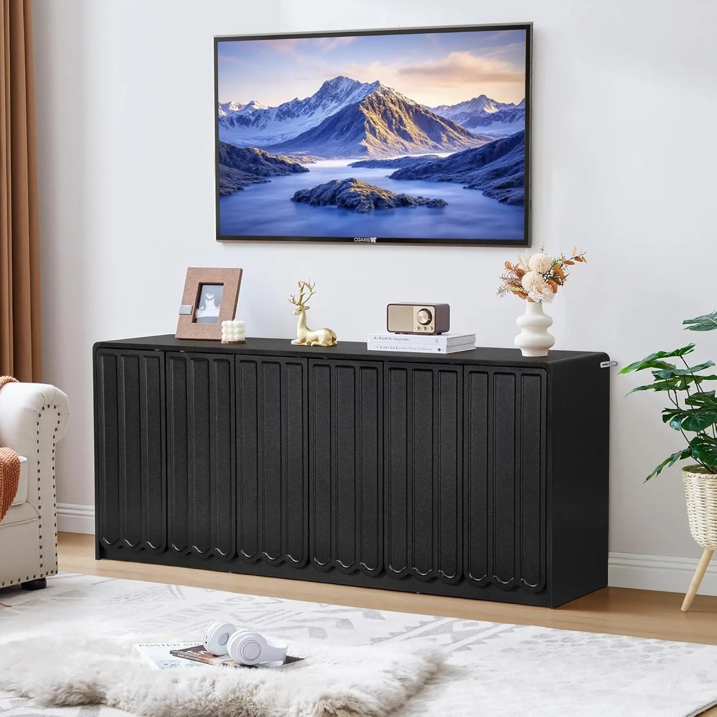 Sideboard Buffet Cabinet With Storage Modern Wooden Credenza Tv Stand