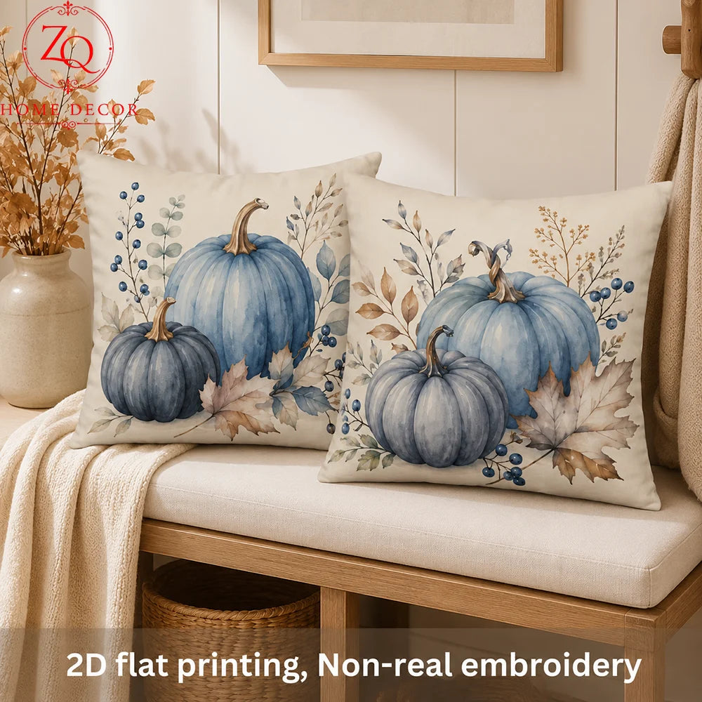 Thanksgiving Pumpkin Velvet Throw Pillow Covers For Farmhouse Decor