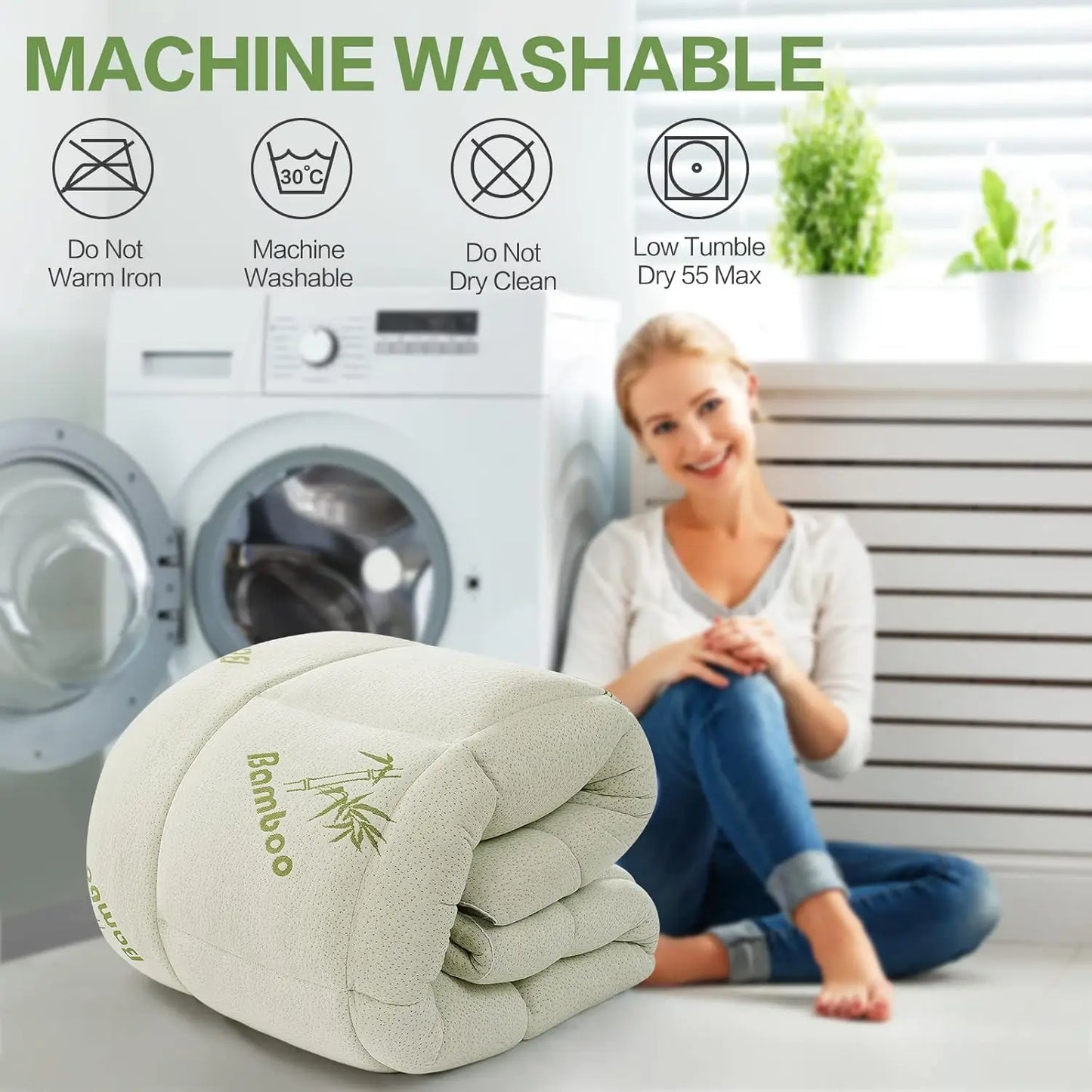 Ultra Soft Bamboo Mattress Topper With Cooling Deep Pockets
