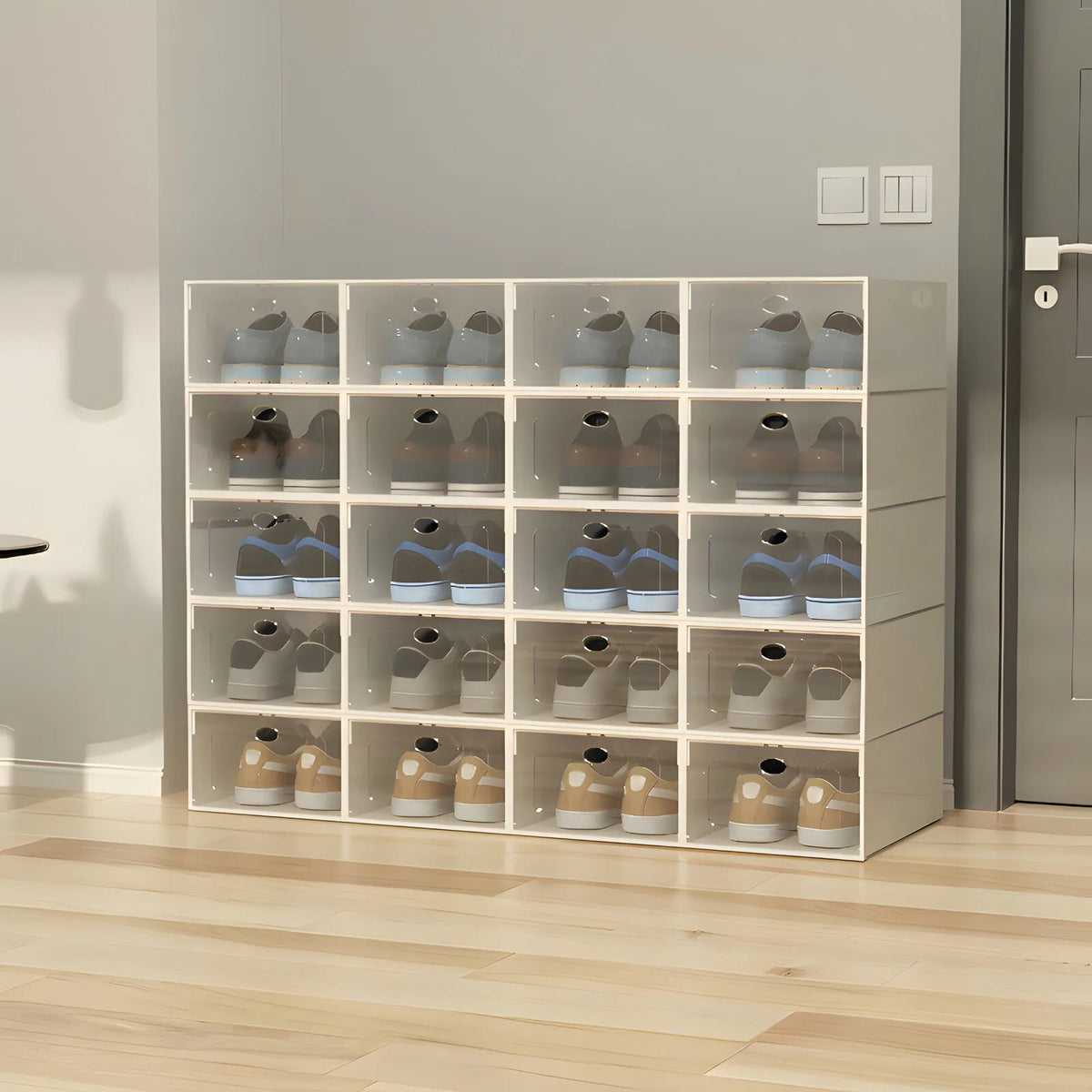 Stackable Foldable Plastic Shoe Storage Box For Home Organization