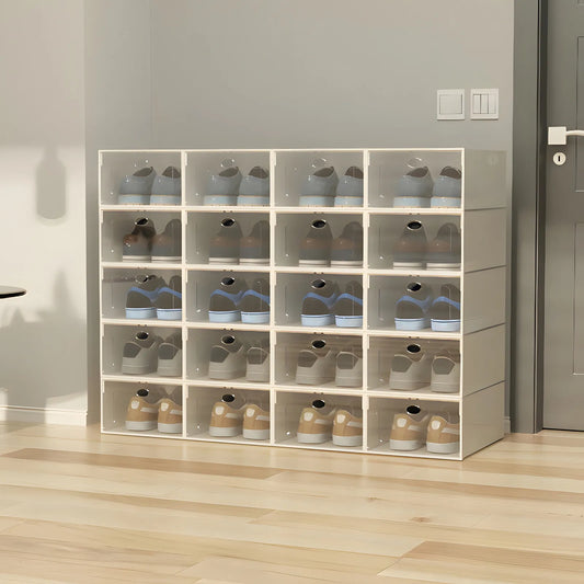Stackable Foldable Plastic Shoe Storage Box For Home Organization
