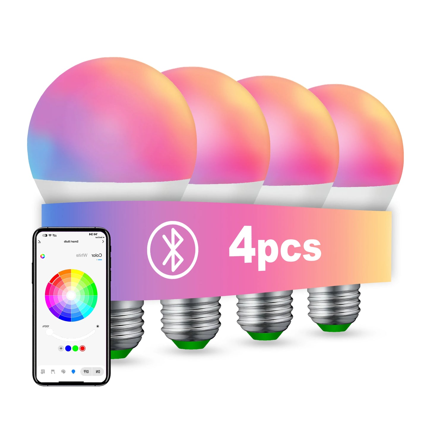Smeileas RGBCW Smart LED Bulbs With Music Sync App Control