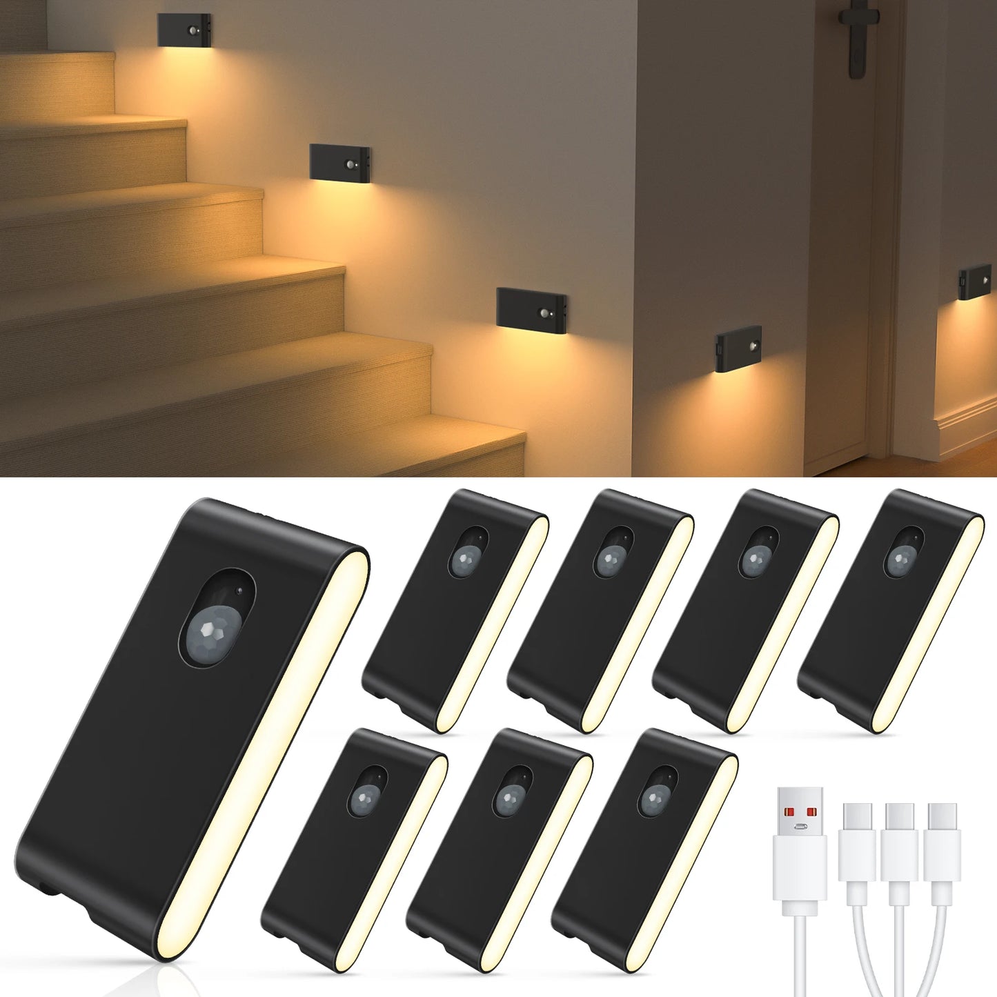 Willed Motion Sensor Led Stair Lights Wireless Battery Night Lights