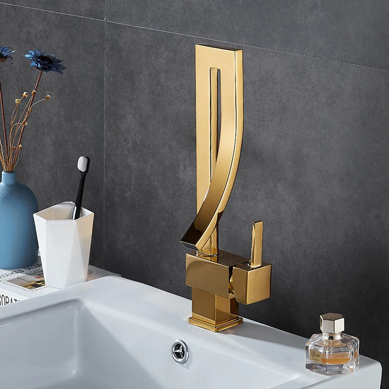Wanmivezlo Bathroom Basin Faucet Deck Mounted Single Handle Waterfall Mixer