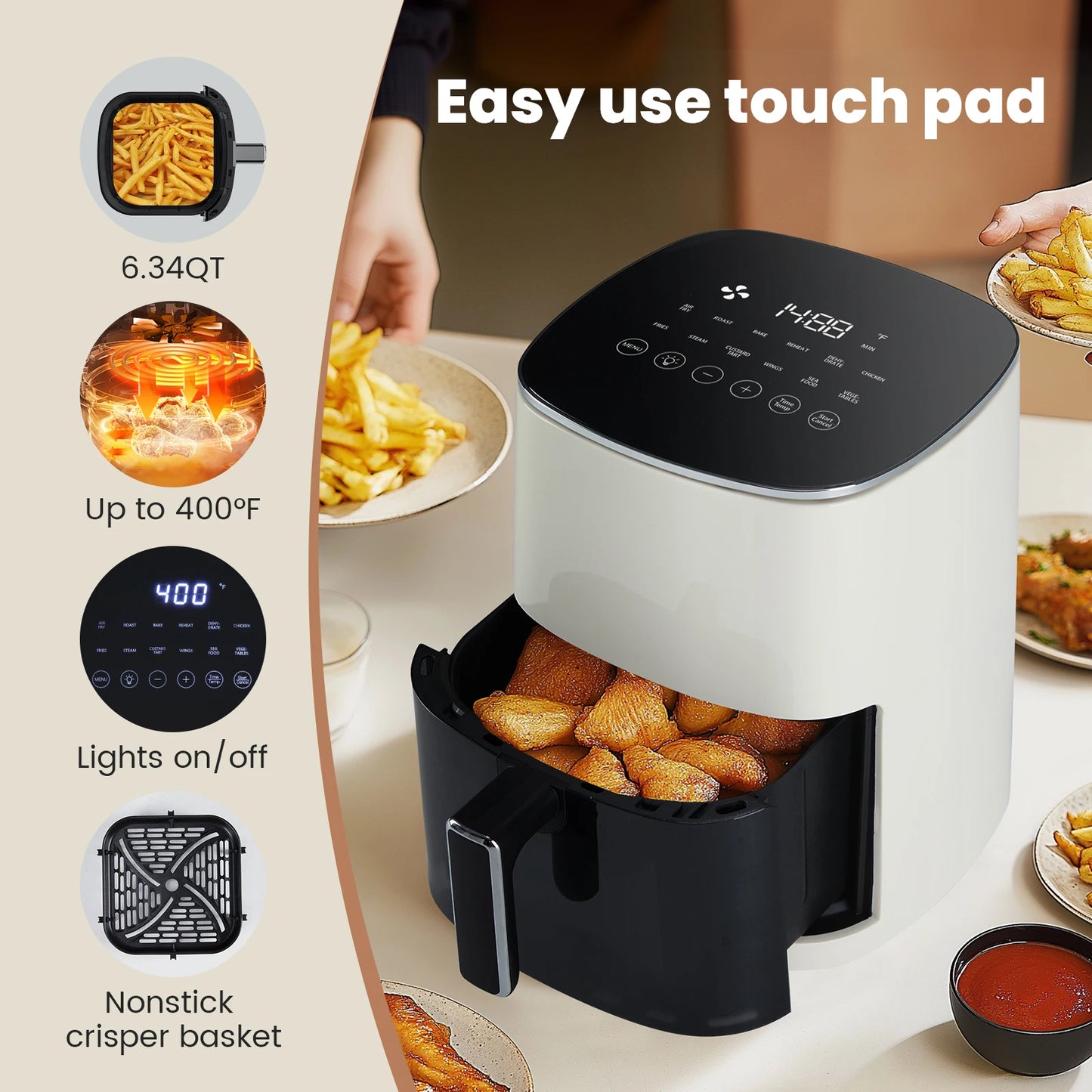 JHK Electric Air Fryer With Window 12 In 1 Functions