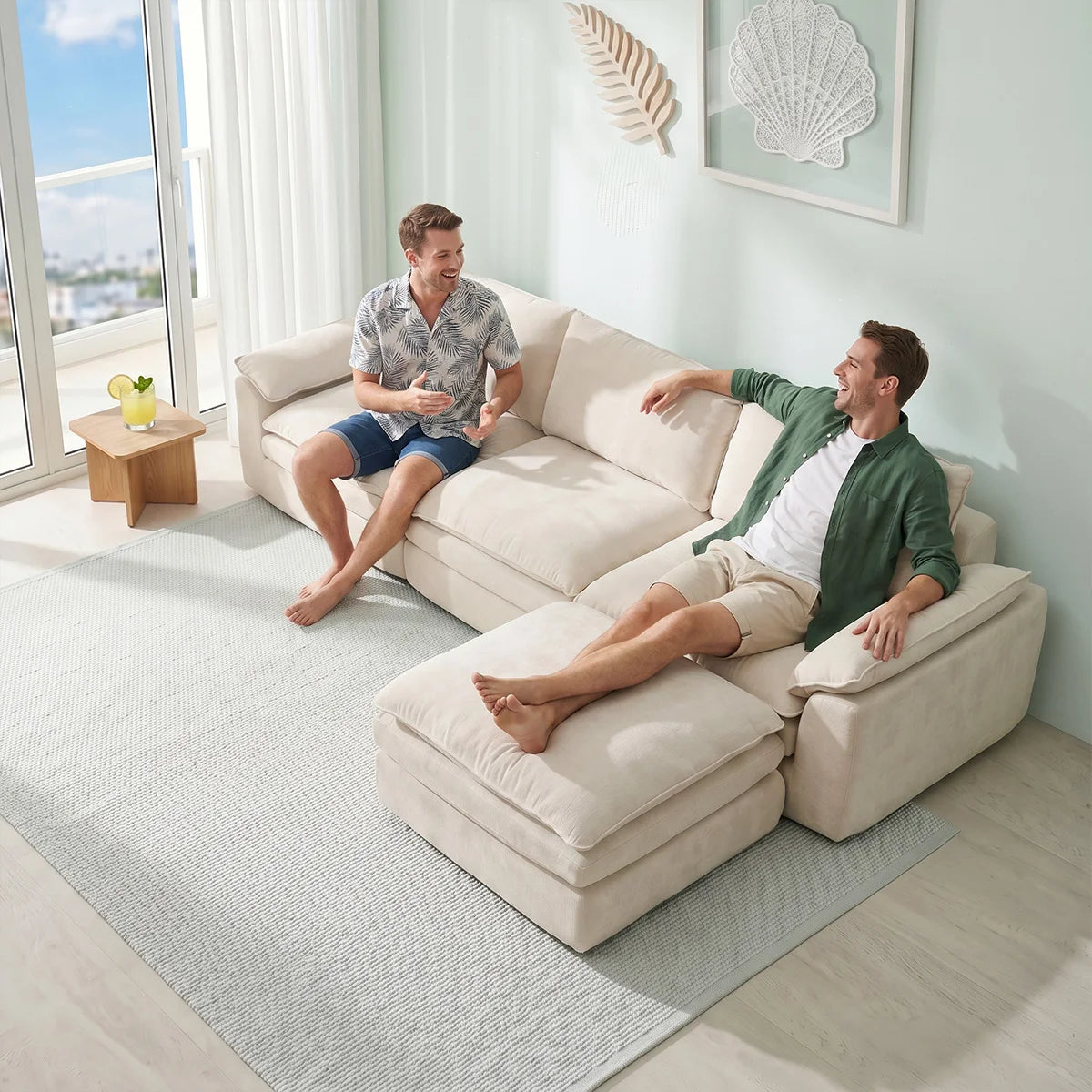 Deep Seat Modular Sofa With L Shaped Cloud Chaise Lounge