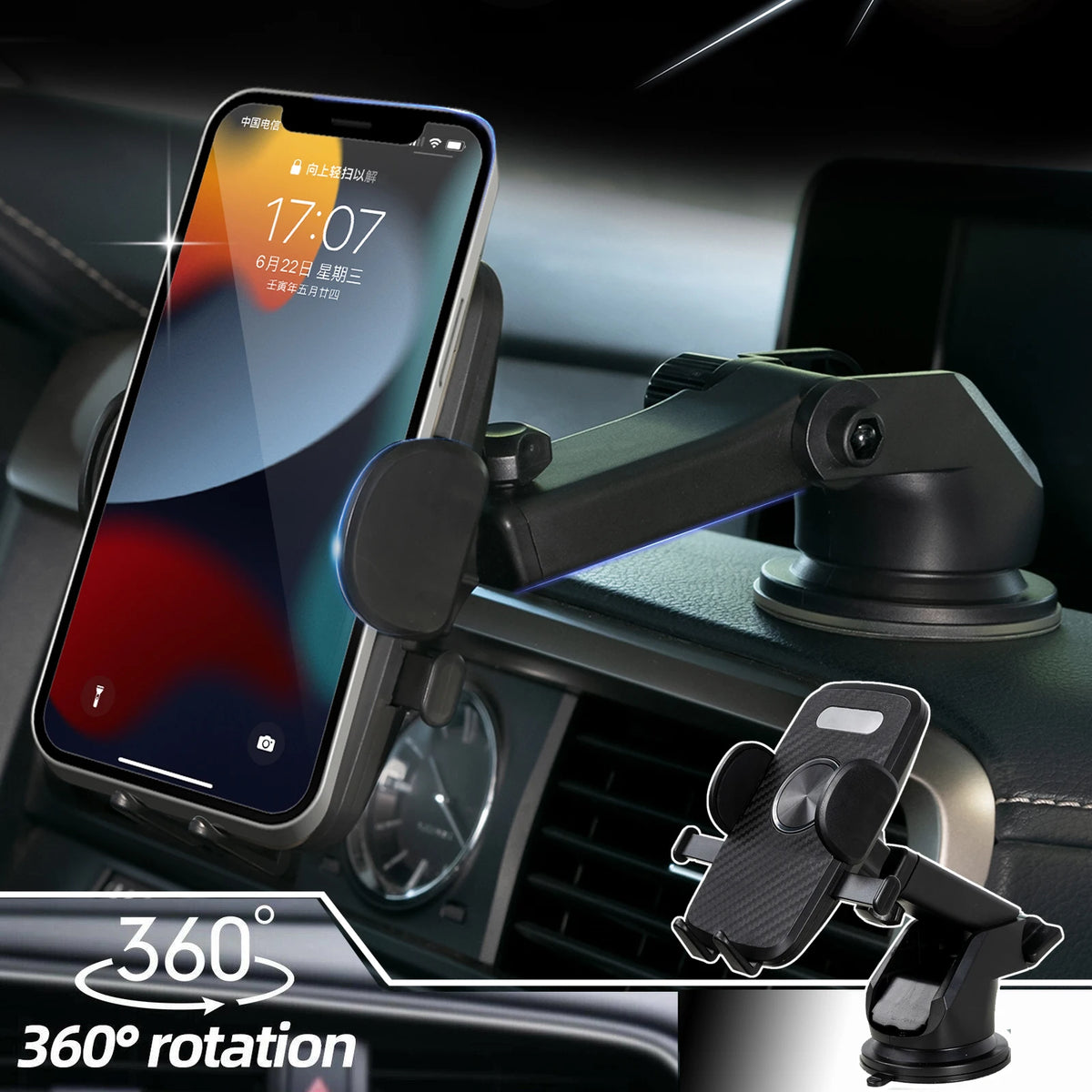 Xukey Gravity Auto Lock Car Phone Holder Dashboard Mount