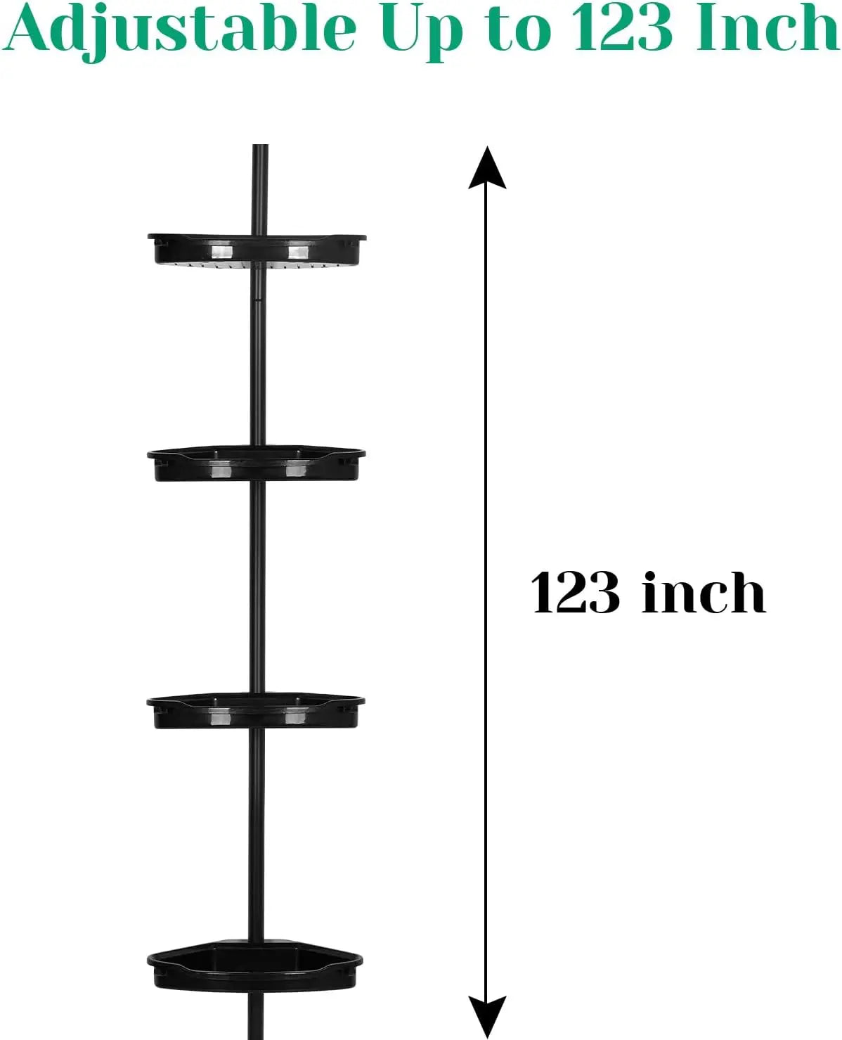 Four Tier Corner Shower Caddy Tension Pole Bathroom Storage Rack