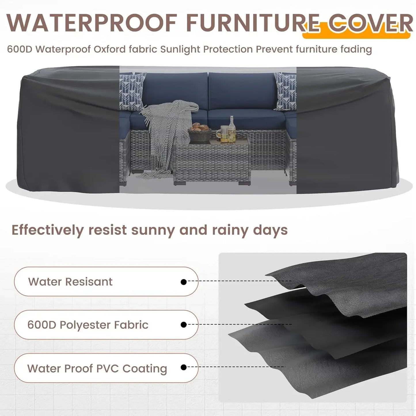 Patio Furniture Set Wicker Sectional Sofa With Tea Table Outdoor