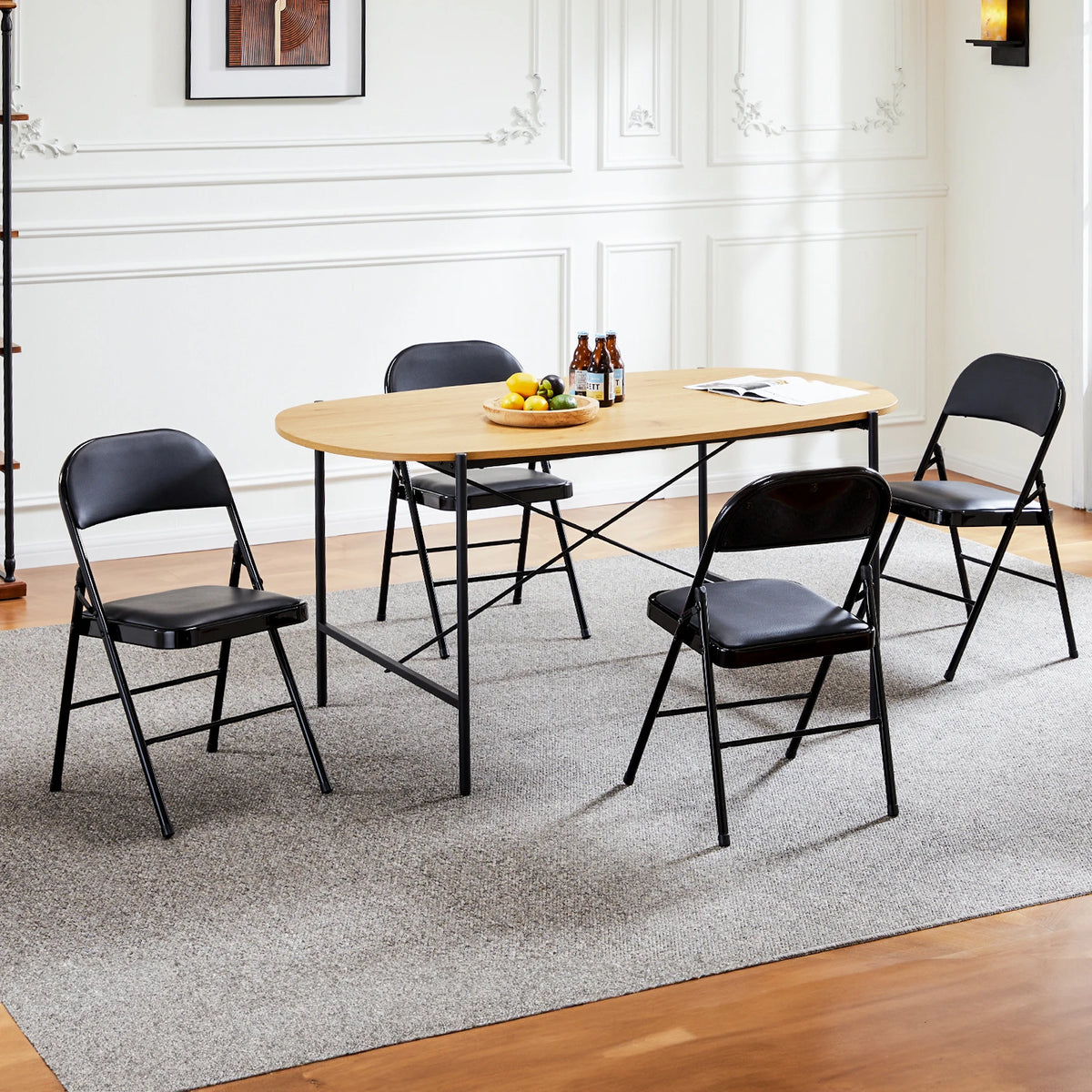 JHK Padded Faux Leather Folding Dining Chairs For Home