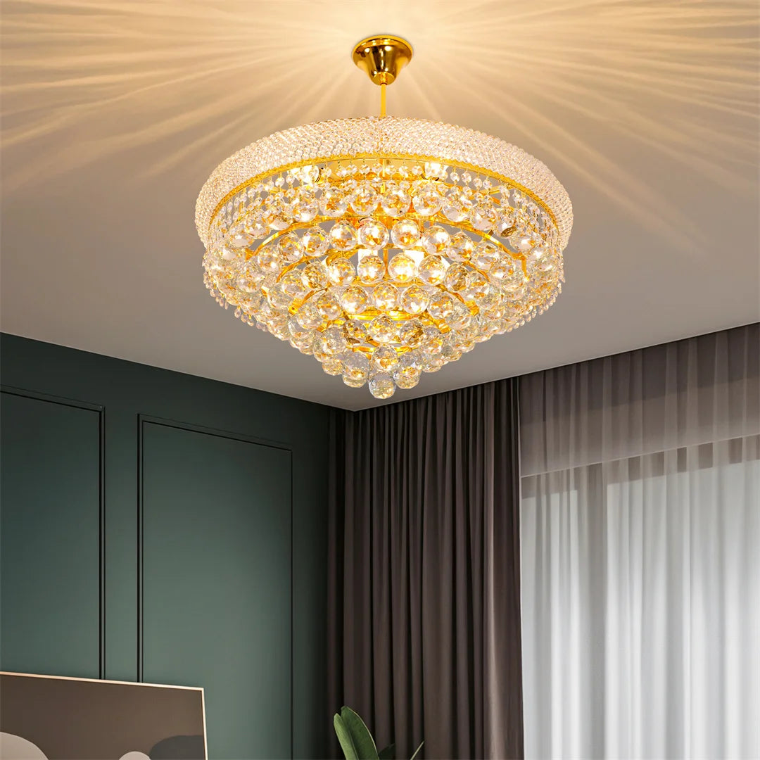 Vrygle Gold Crystal Chandelier Pendant Light With Adjustable Chain