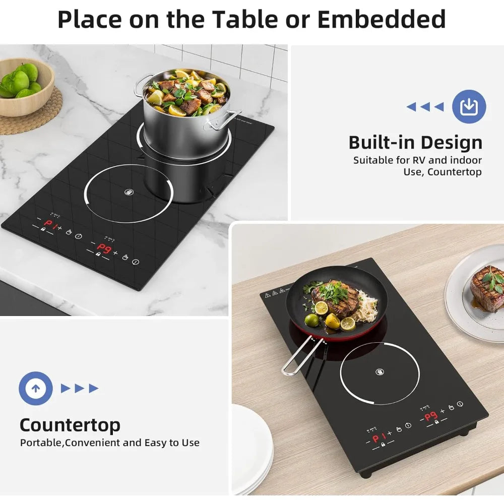 XMSJ Double 2 Burner Induction Cooktop 110V Electric Stove