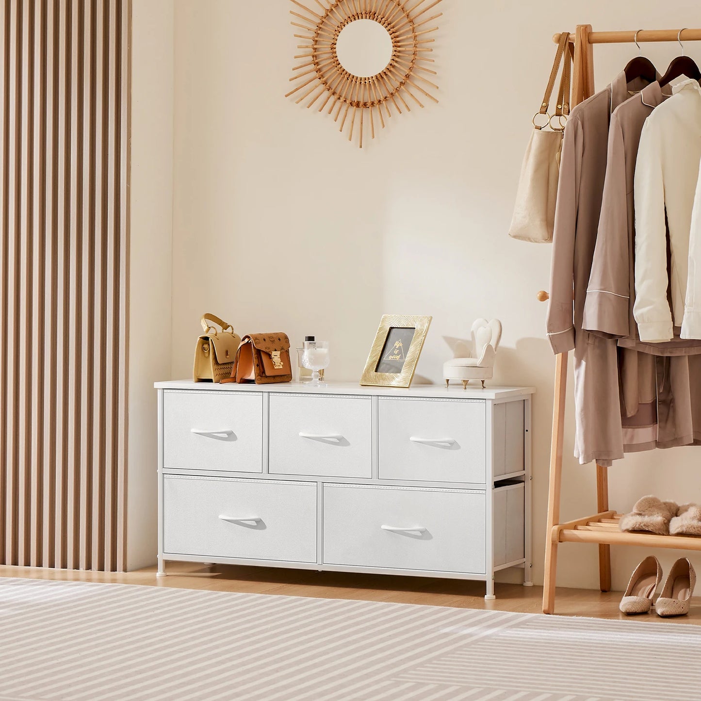 JHK Wardrobe Cabinet With Fabric Drawers Storage Chest Bedroom