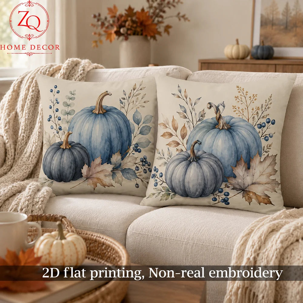 Thanksgiving Pumpkin Velvet Throw Pillow Covers For Farmhouse Decor