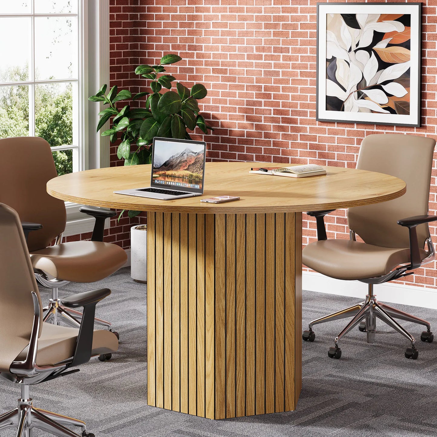 Tribesigns Round Conference Table For 4 To 6 People Office