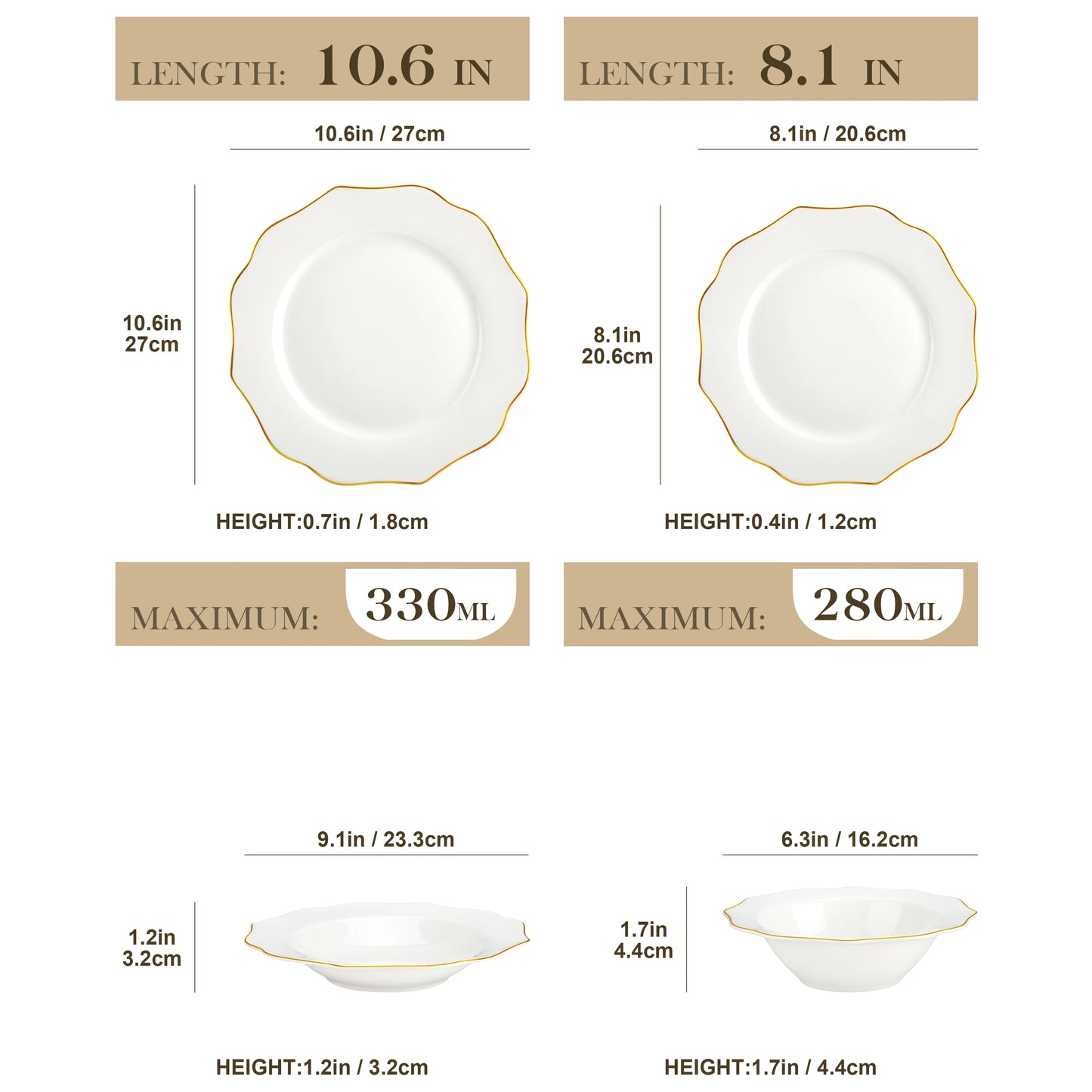 MALACASA Nordic Porcelain Dinnerware Set With Bowls