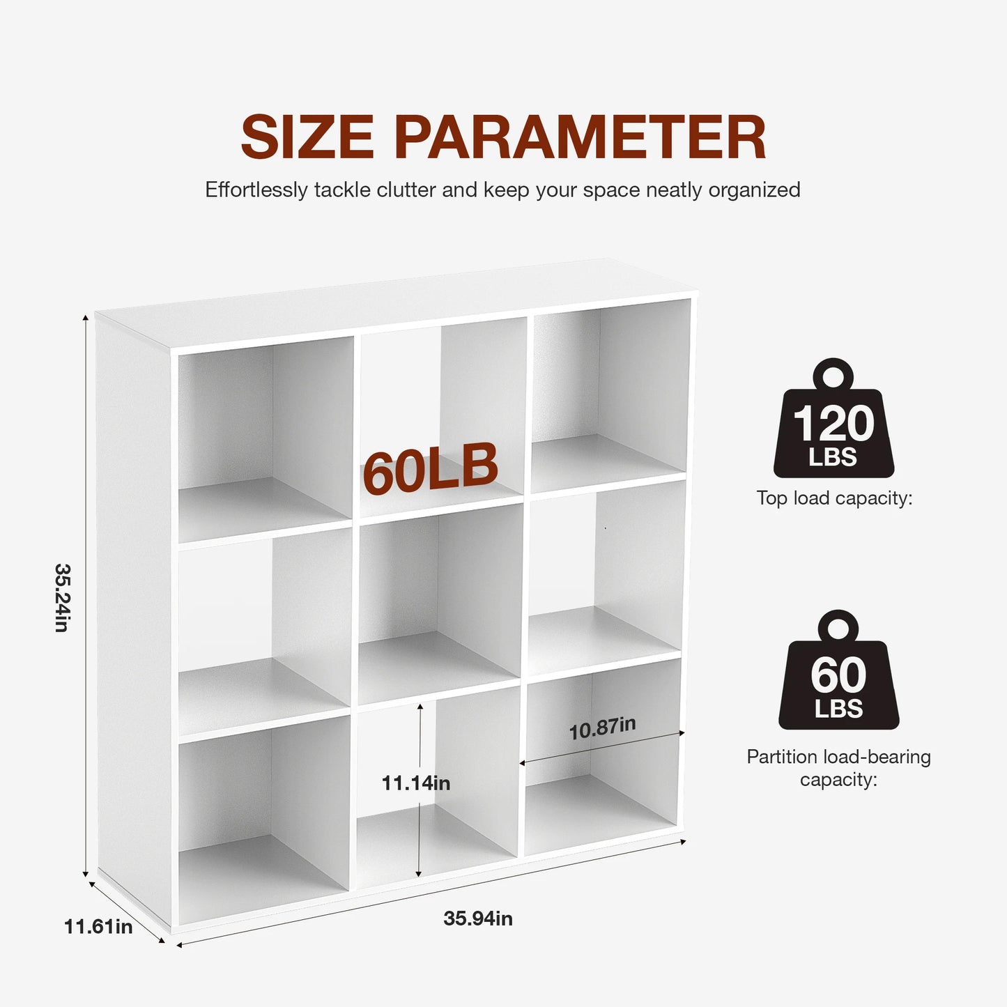 JHK 9 Cube Storage Organizer Wood Bookcase For Living Room