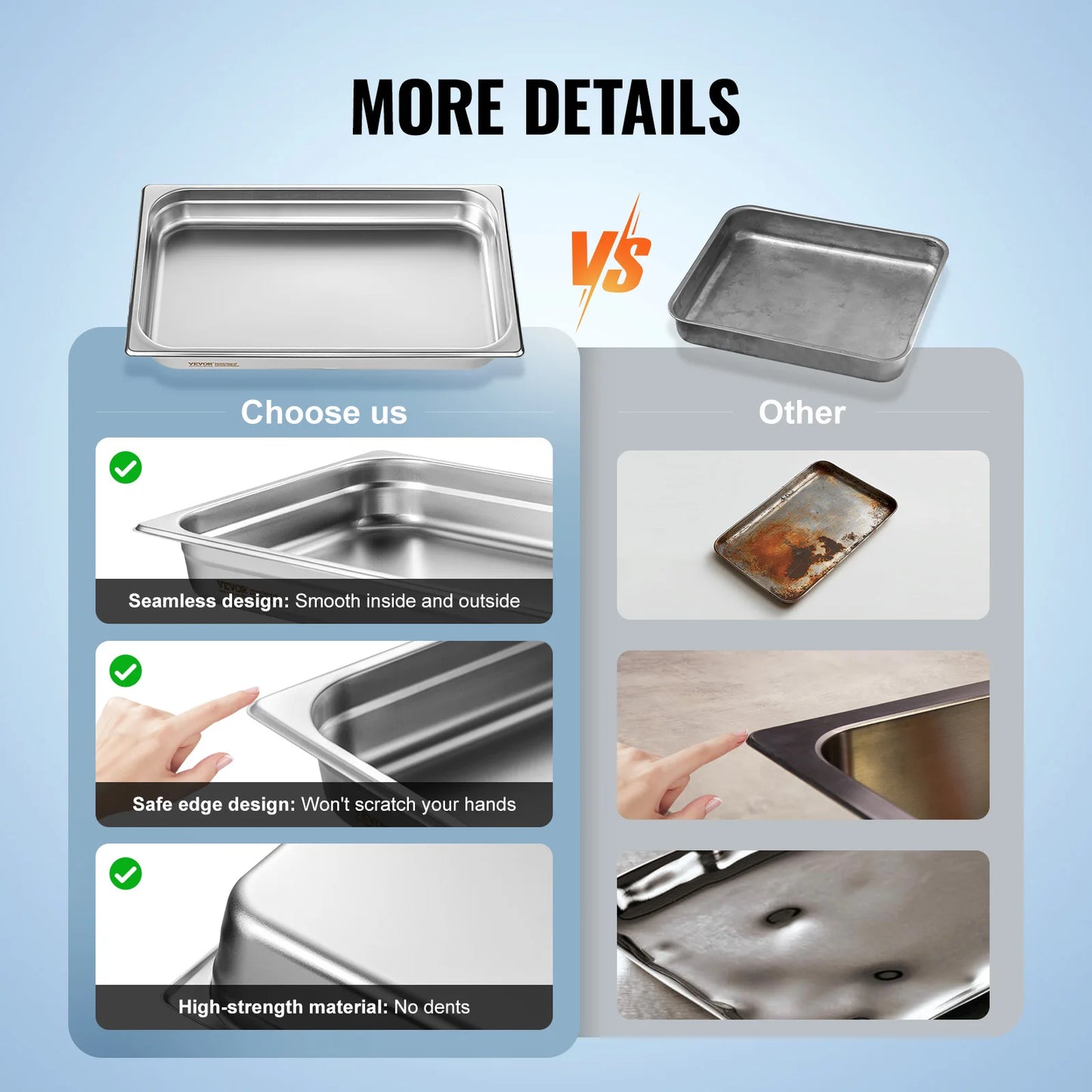 SucceBuy Stainless Steel Buffet Chafing Dishes And Steam Table Pans