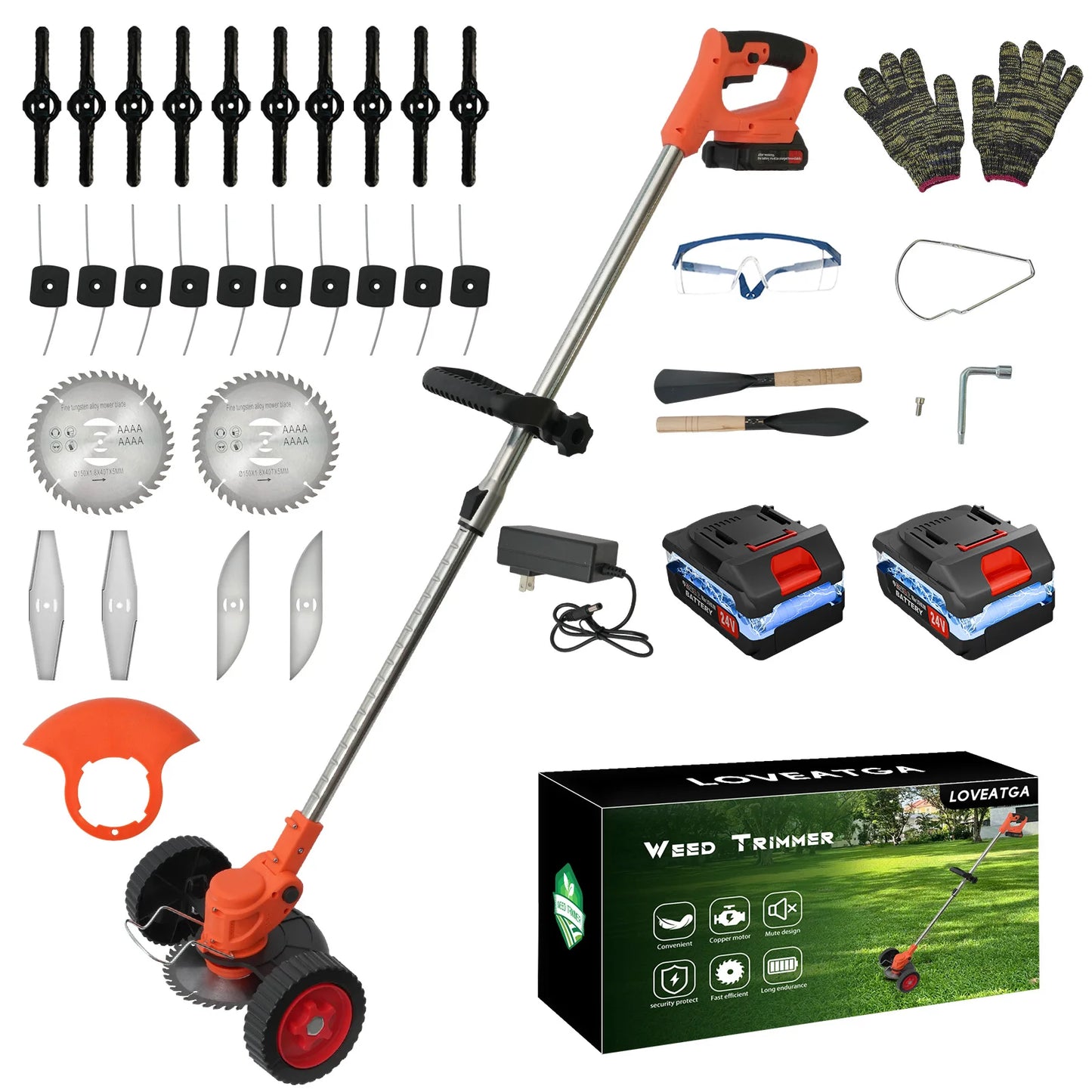 21V Cordless Lawn Mower 3 In 1 Trimmer Foldable Handle