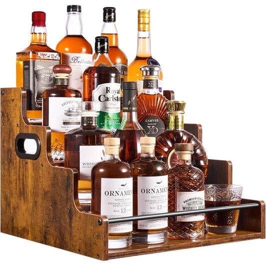 Liquor Bottle Display Shelf 4 Tier Stadium Rack For Home Bar