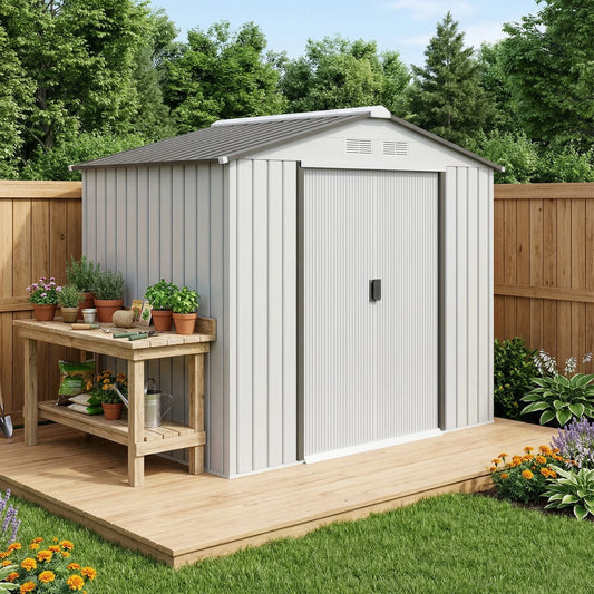 Outdoor Steel Garden Shed Organizer With Sliding Doors