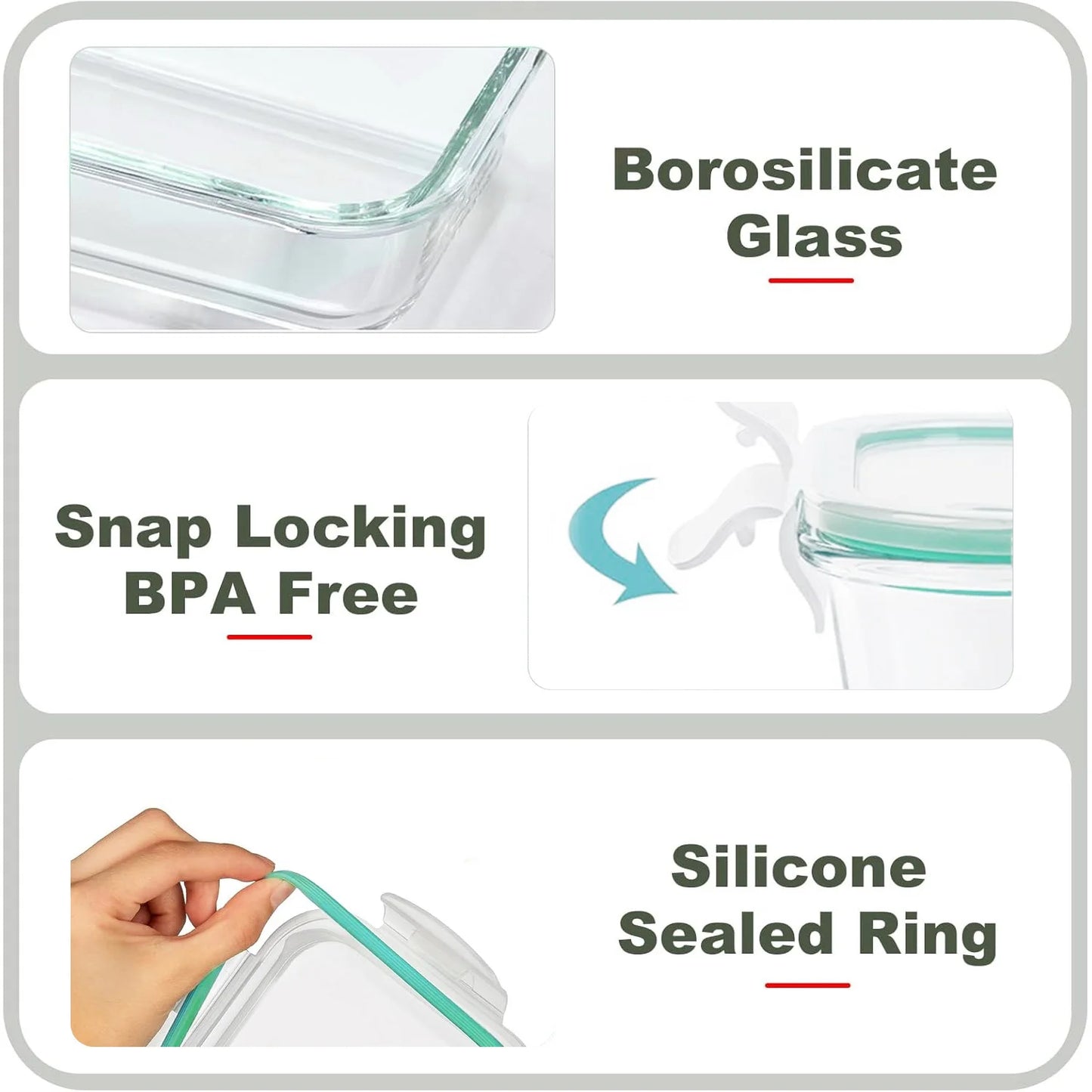 8-Pack Airtight Borosilicate Glass Food Storage Containers Leakproof Stackable
