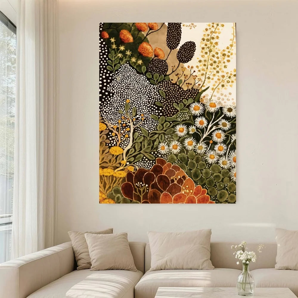 Framed Modern Abstract Botanical Wall Art Canvas Painting
