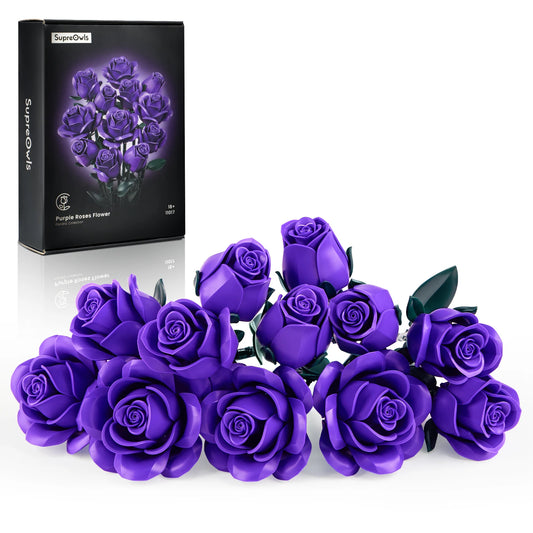 Purple Roses Artificial Bouquet For Home Decor And Valentines Gift