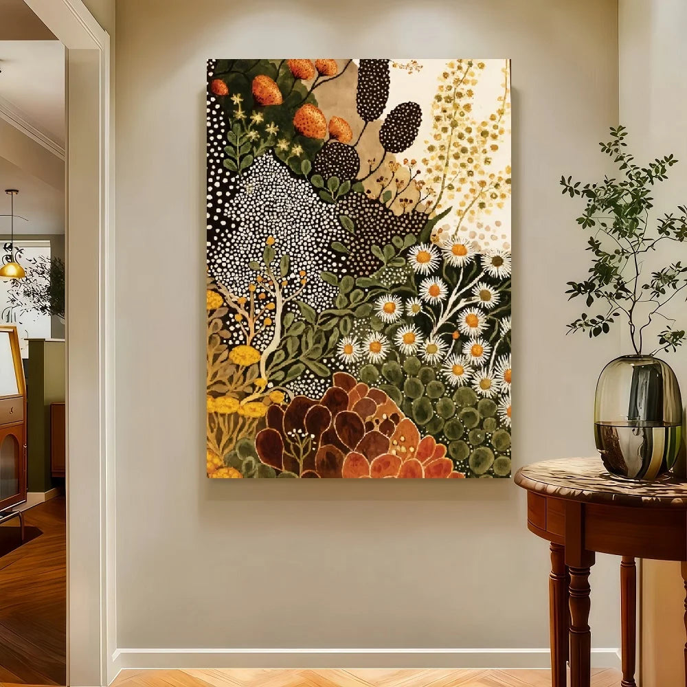 Framed Modern Abstract Botanical Wall Art Canvas Painting