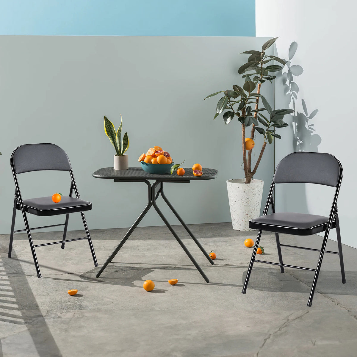 JHK Padded Faux Leather Folding Dining Chairs For Home
