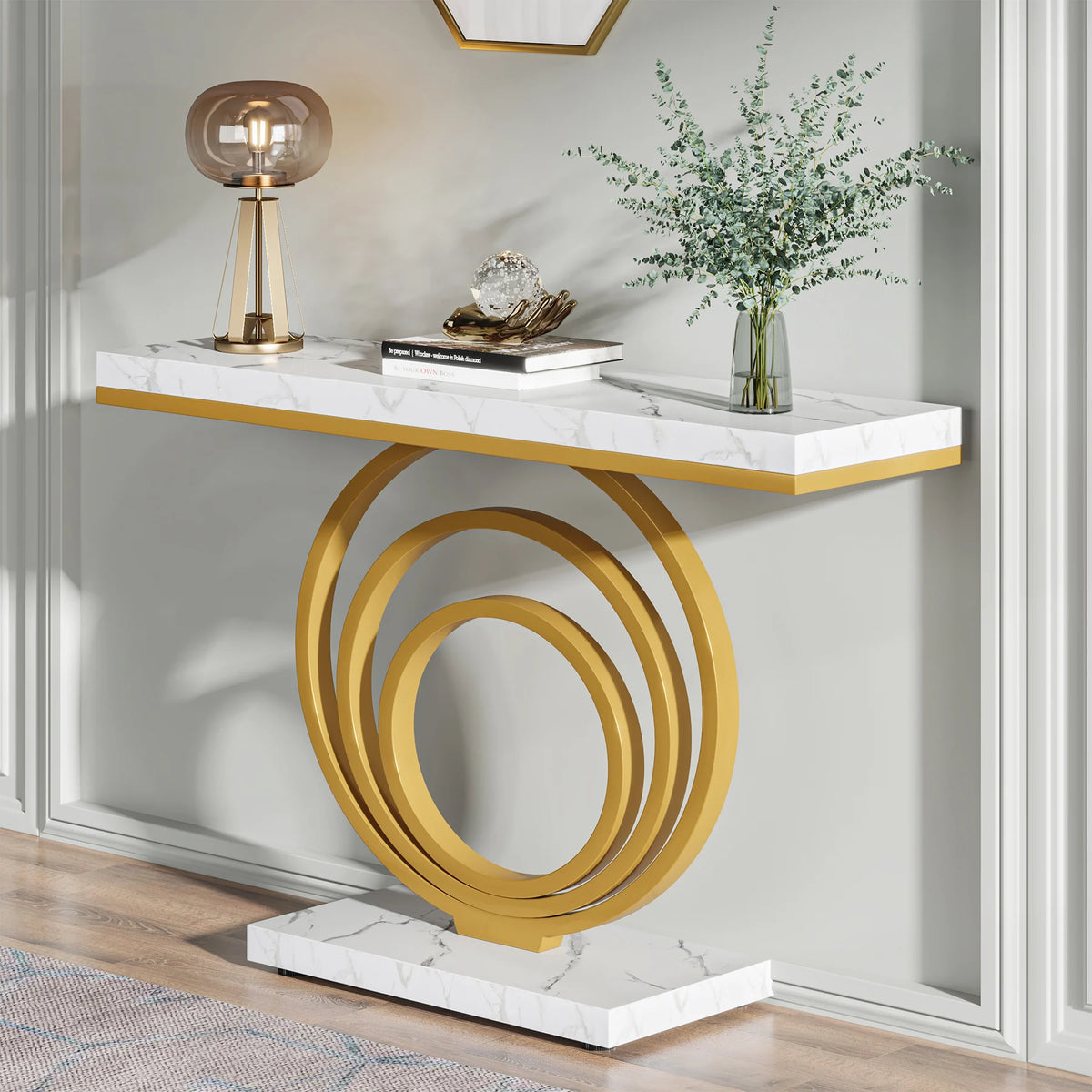 Tribesigns Modern Entryway Console Table With Decorative Ring Base
