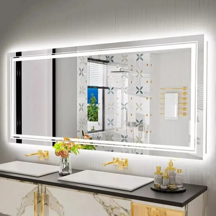 Led Bathroom Mirror With Front And Back Lighting Wall Mount