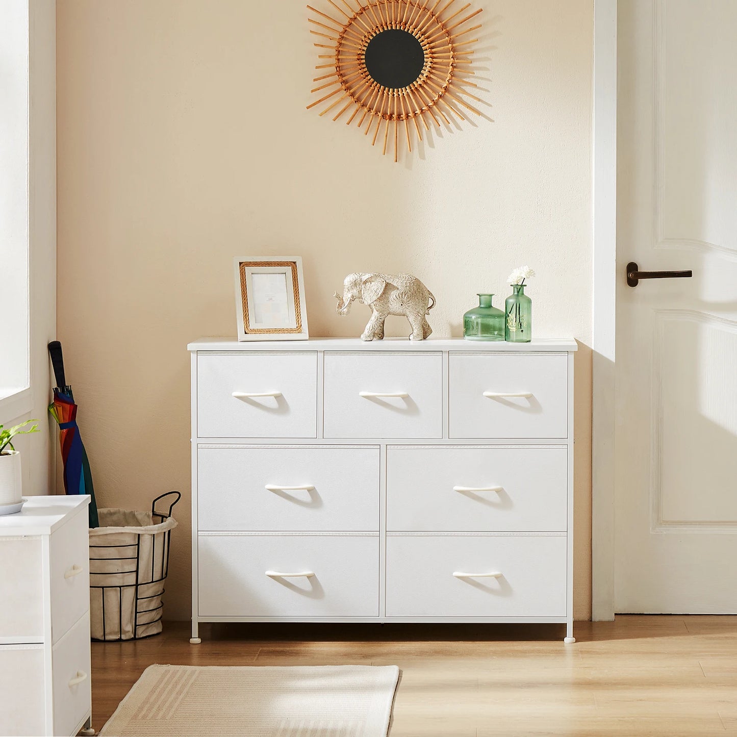 JHK Wardrobe Cabinet With Fabric Drawers Storage Chest Bedroom