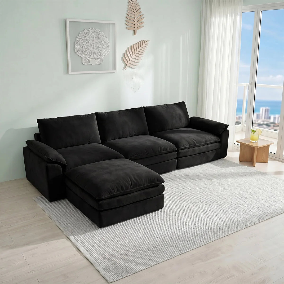 Deep Seat Modular Sofa With L Shaped Cloud Chaise Lounge