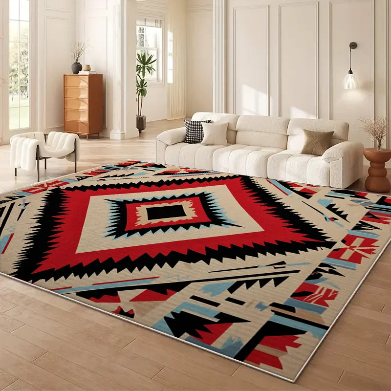 VIKAMA Moroccan Geometry Area Rug Geometric Living Room Mat