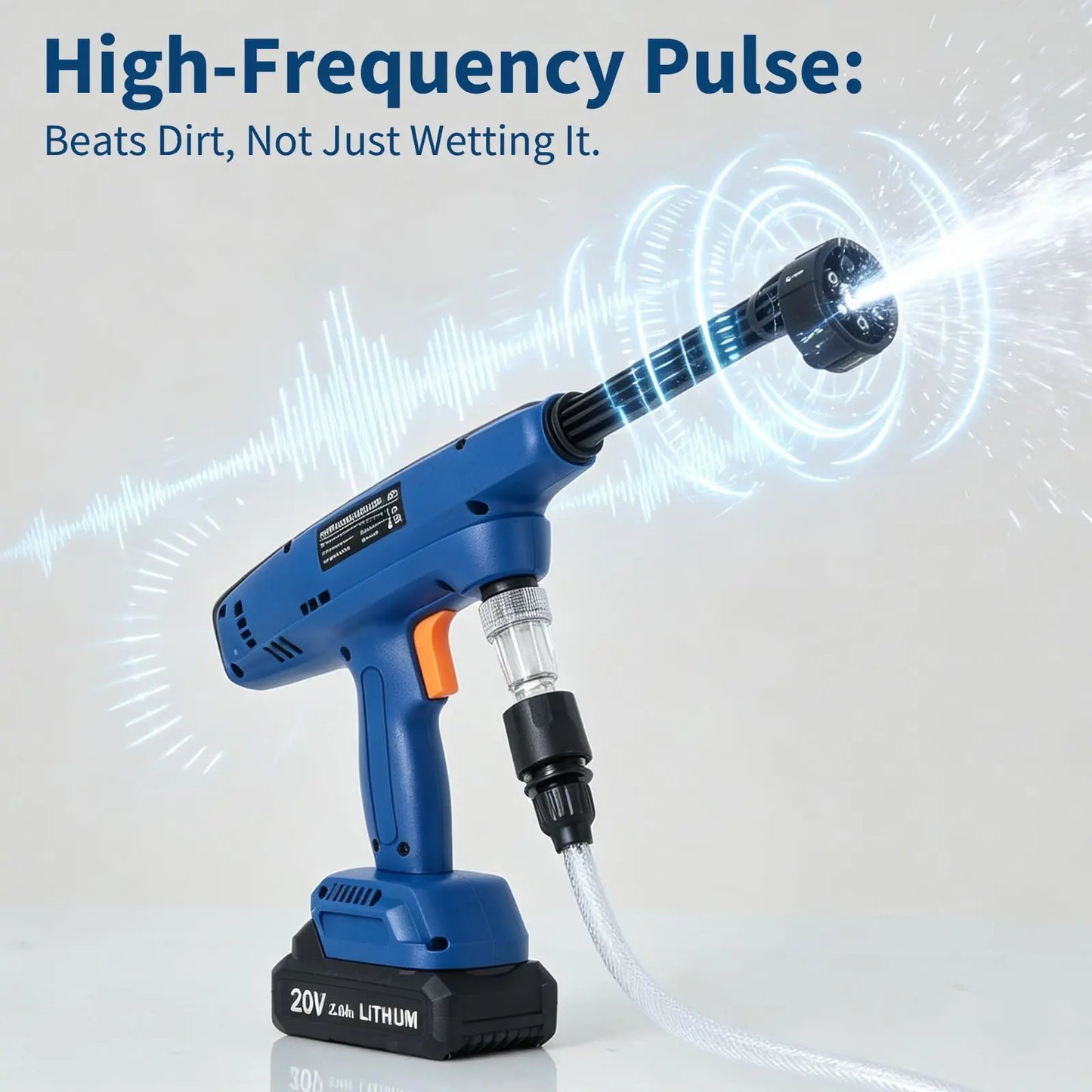 HiMISS Cordless Portable Pressure Washer 2 Batteries 6-In-1 Nozzle