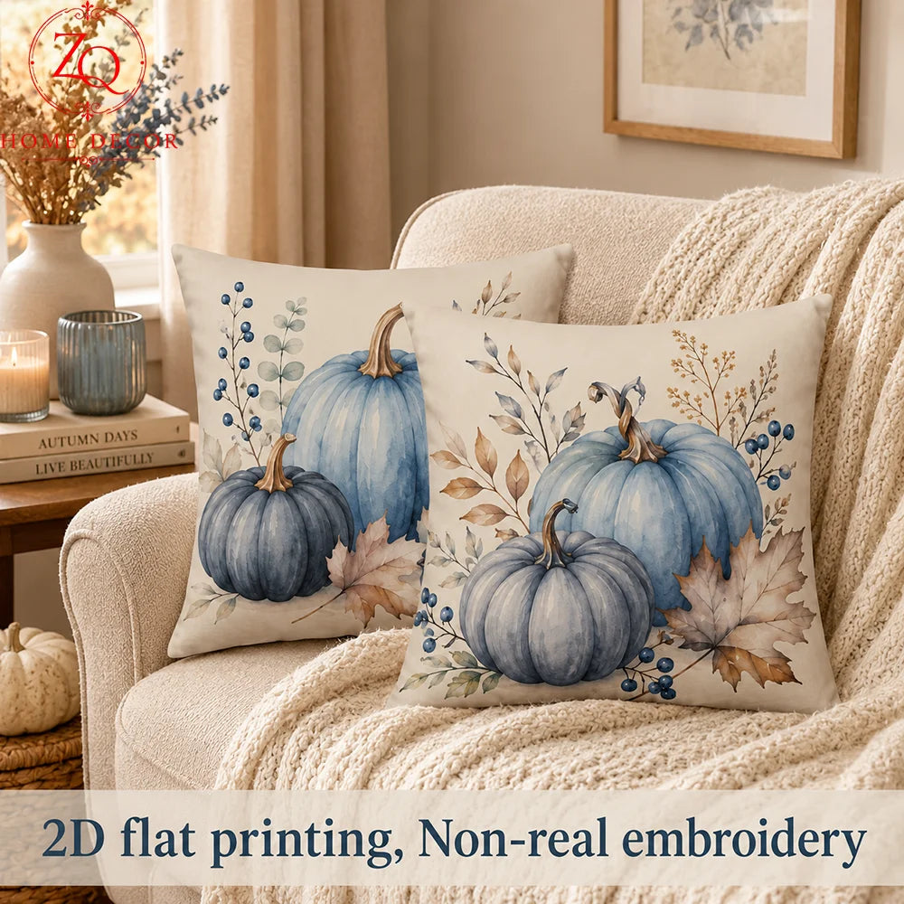 Thanksgiving Pumpkin Velvet Throw Pillow Covers For Farmhouse Decor
