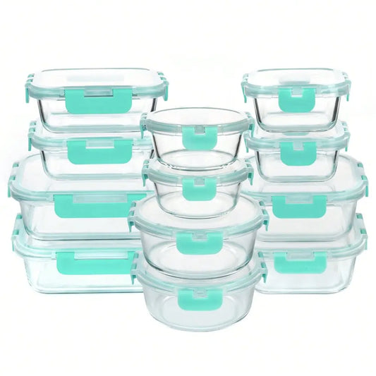 Airtight Glass Food Storage Containers 24-Piece Leak-Proof Set With Lids