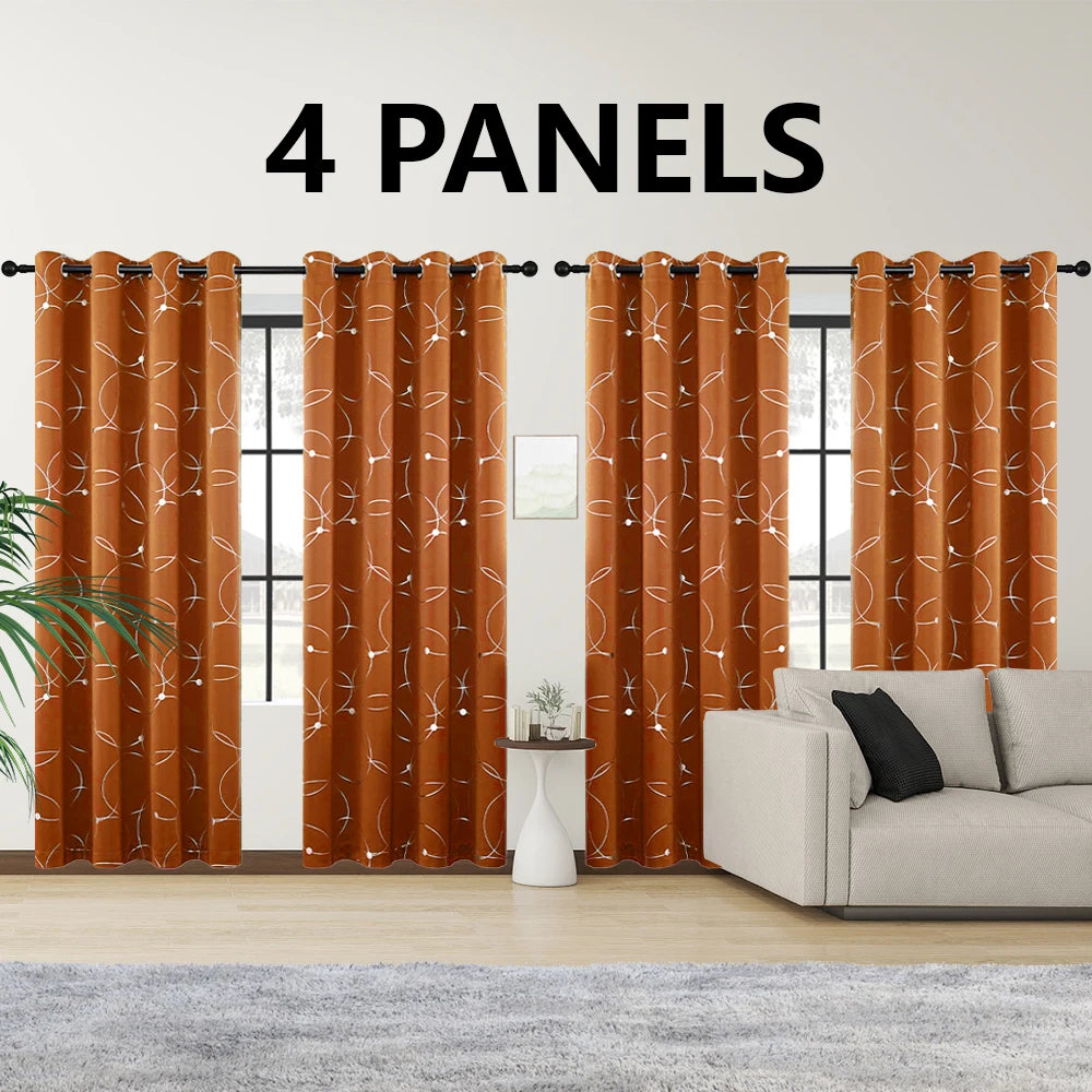 4-Pack Blackout Curtain Panels With Foil Circle Dot Print