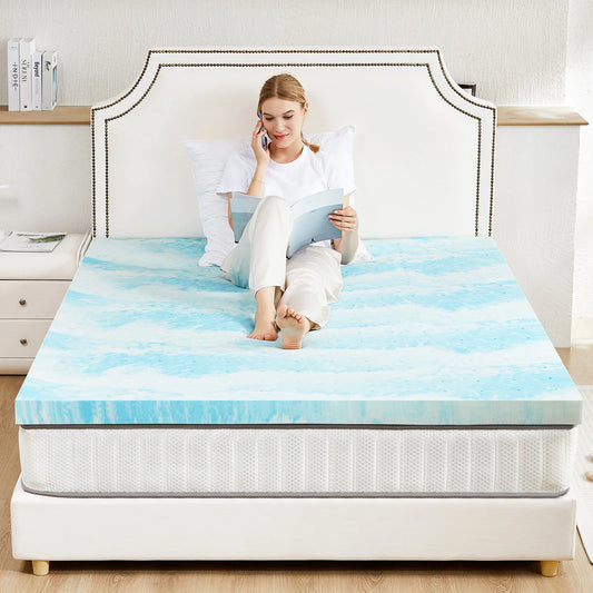 JHK Gel Memory Foam Mattress Topper Cooling Comfort Bed