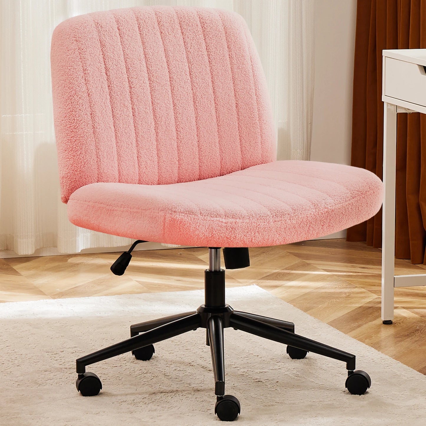 JHK Armless Swivel Office Chair With Wheels PU Leather
