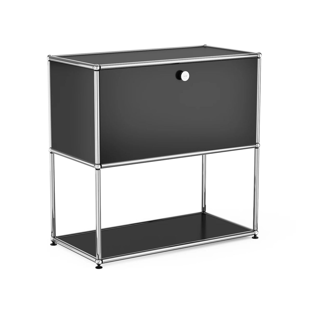 Modern Metal Nightstand With Two Tier Open Storage Bedside Cabinet